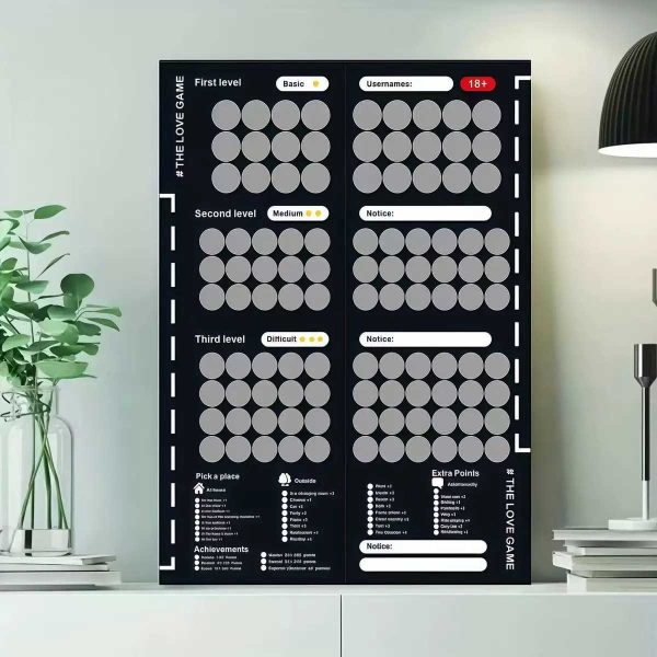 100 Dates Love Play Game Poster - Bucket List for Couples, Creative Scratch Off Poster, Date Night, Anniversary and Wedding Gift